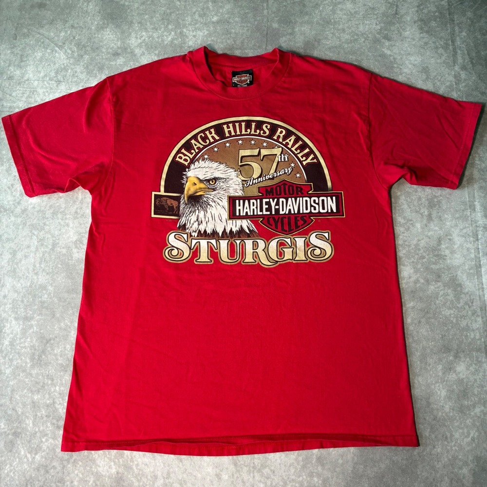 Vintage Harley Davidson Sturgis 1997 Black Hills Rally 57th Anniversary Red Tee